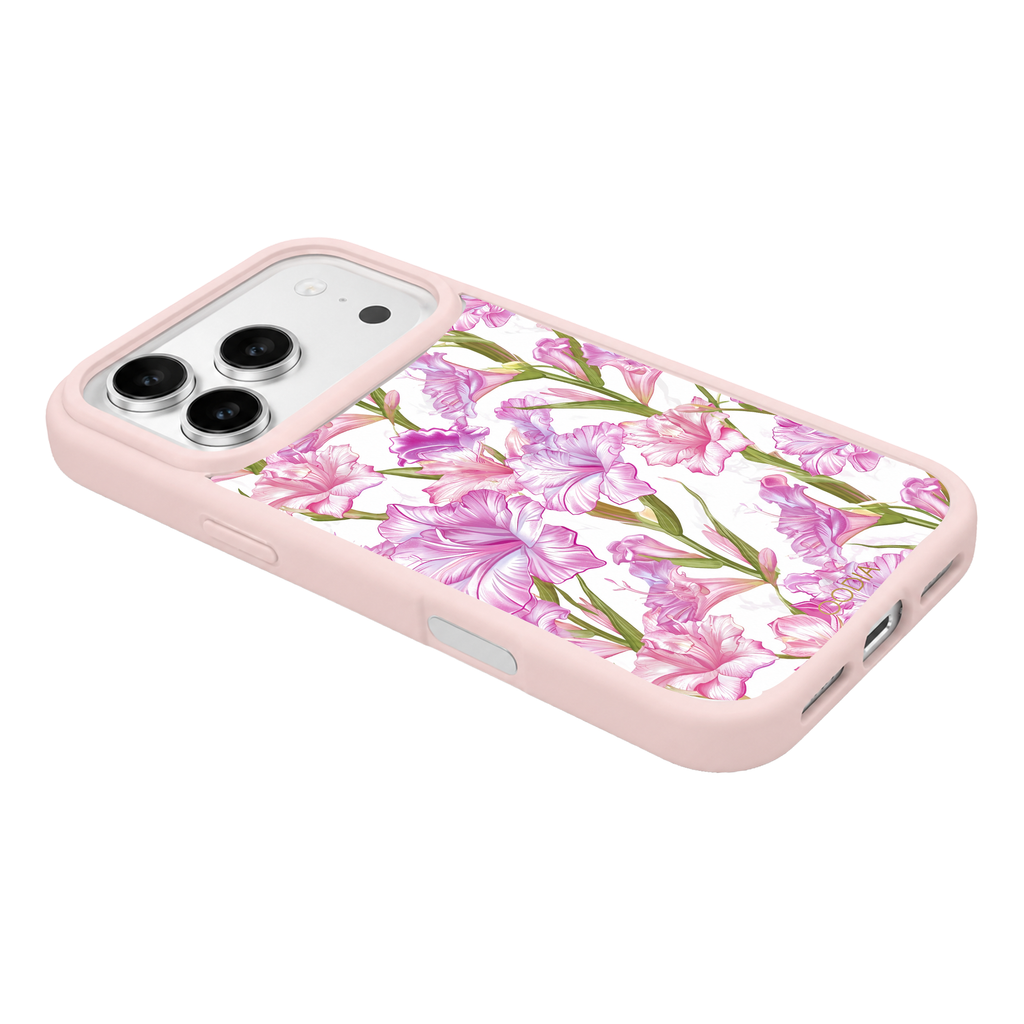 “Your Month in Bloom” August Pink Gladiolus Phone Case for iPhone & Samsung, MagSafe Compatible