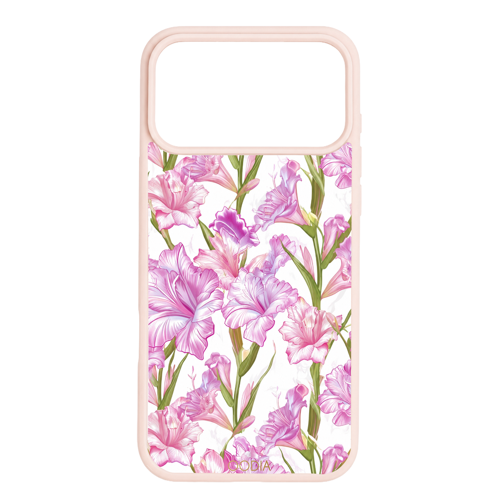 “Your Month in Bloom” August Pink Gladiolus Phone Case for iPhone & Samsung, MagSafe Compatible