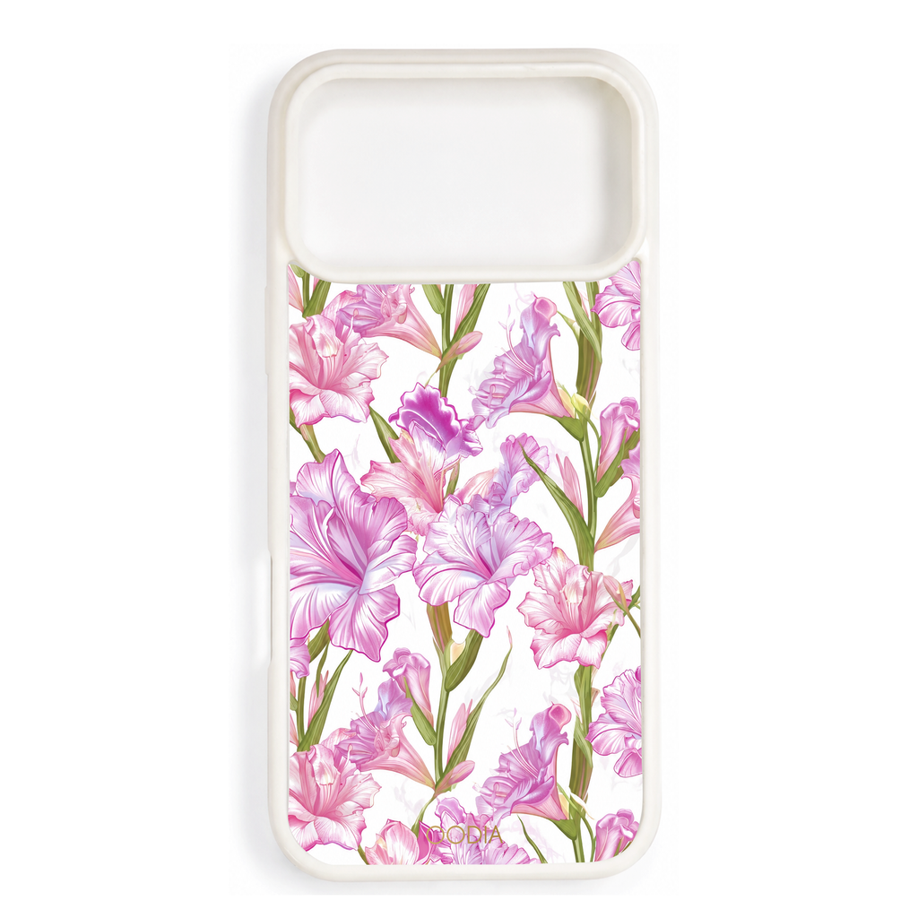 “Your Month in Bloom” August Pink Gladiolus Phone Case for iPhone & Samsung, MagSafe Compatible