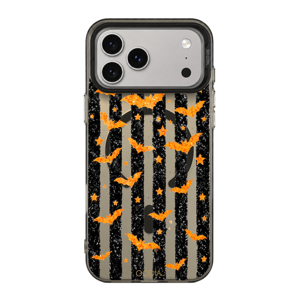 “Stripe & Spell Halloween” Batty After Dark Phone Case for iPhone & Samsung & Xiaomi, MagSafe Compatible