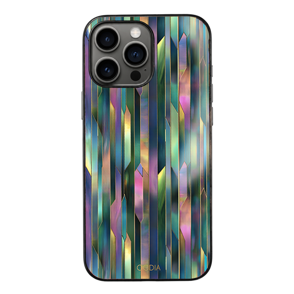 "Mosaic Reverie" Blurred Aurora iPhone Case – Glossy Finish