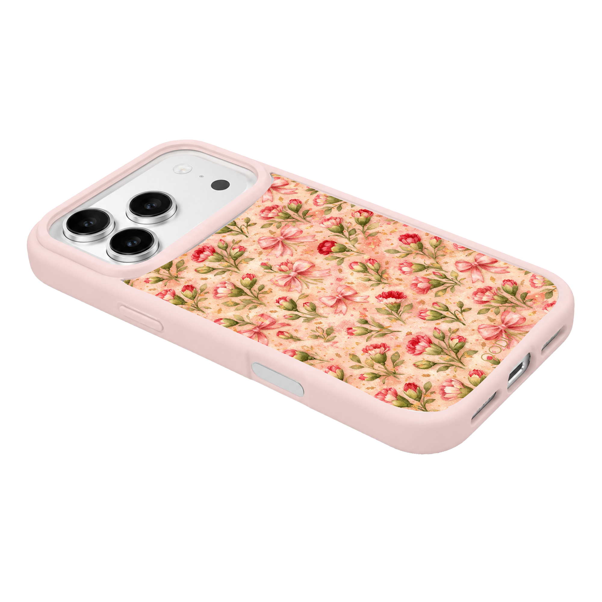 “Your Month in Bloom” January Carnation Bow Phone Case for iPhone & Samsung, MagSafe Compatible