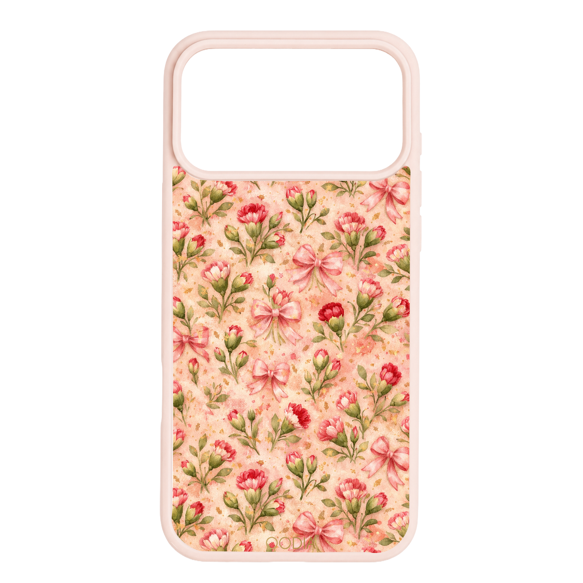“Your Month in Bloom” January Carnation Bow Phone Case for iPhone & Samsung, MagSafe Compatible