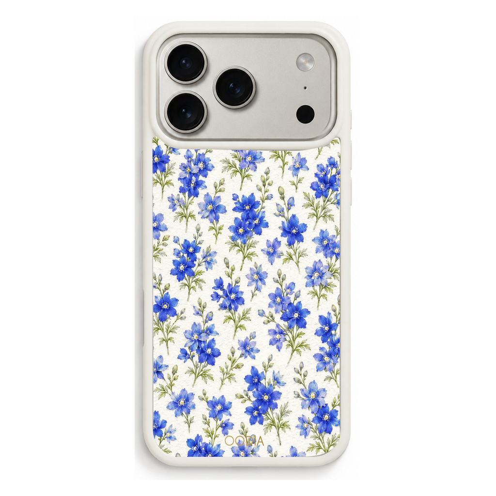 “Your Month in Bloom” July Larkspur Blue Phone Case for iPhone & Samsung, MagSafe Compatible