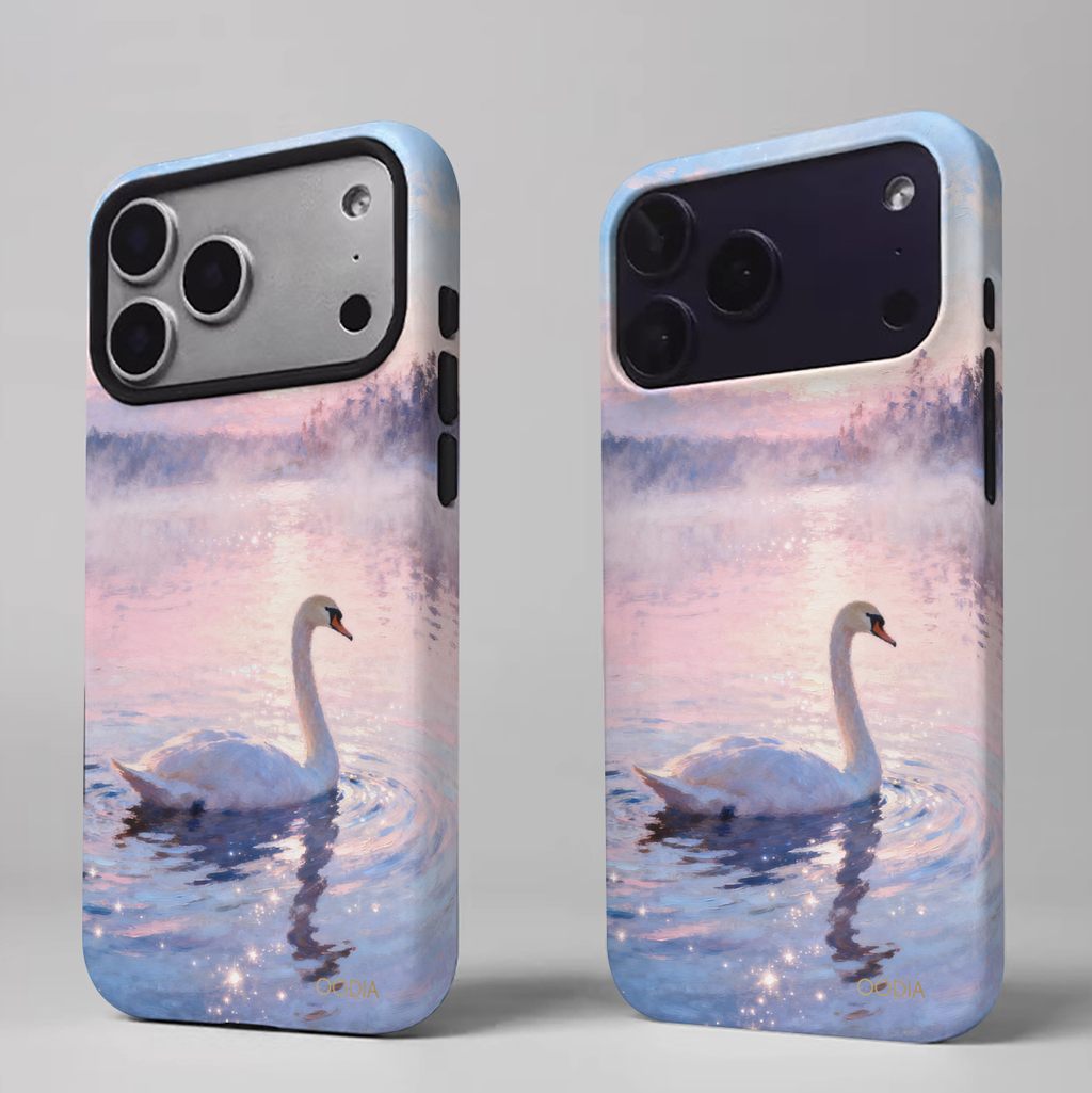 “Finnish Nature Tales” Swan Lake Dawn  Phone Case for iPhone & Samsung, Full-Wrap Print