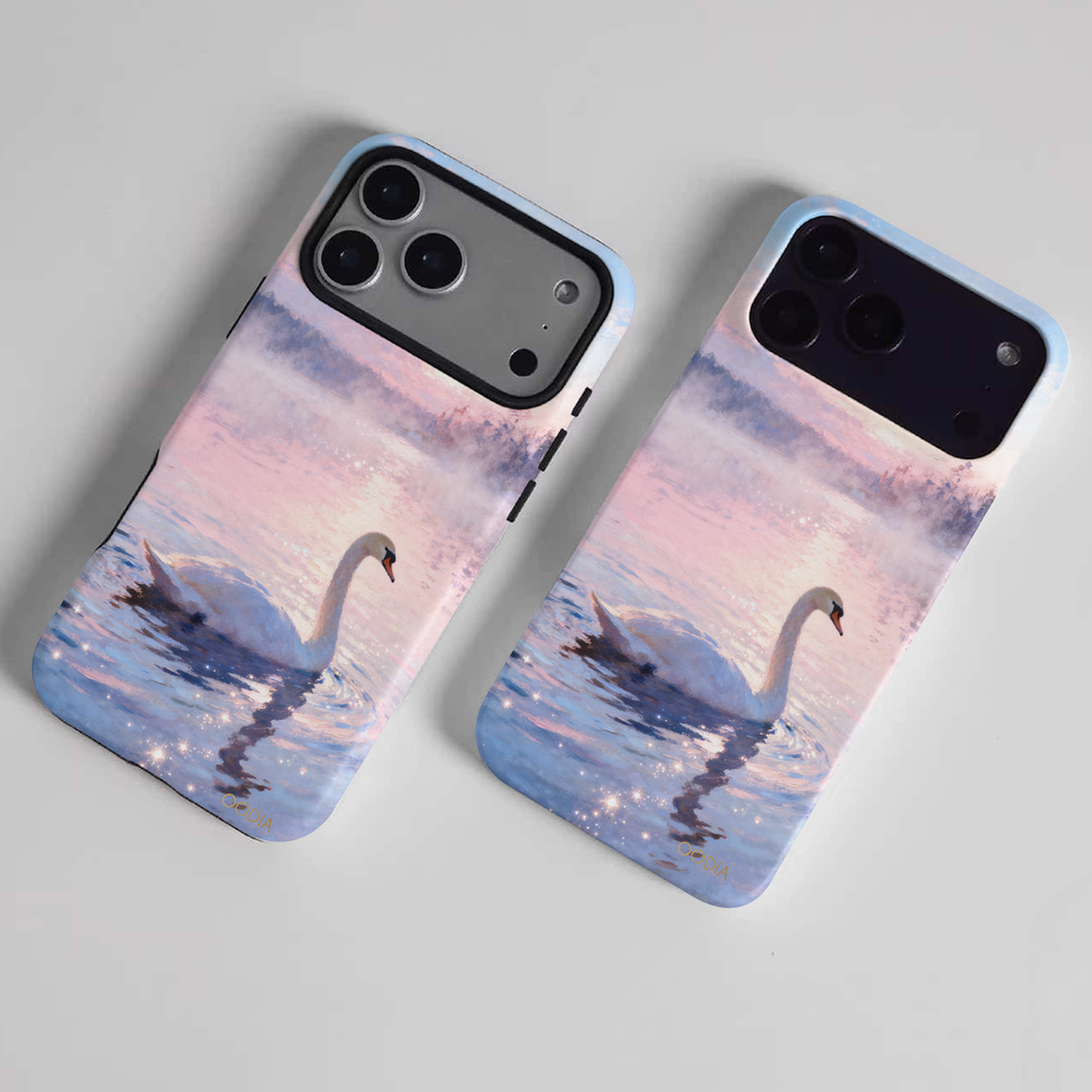 “Finnish Nature Tales” Swan Lake Dawn  Phone Case for iPhone & Samsung, Full-Wrap Print